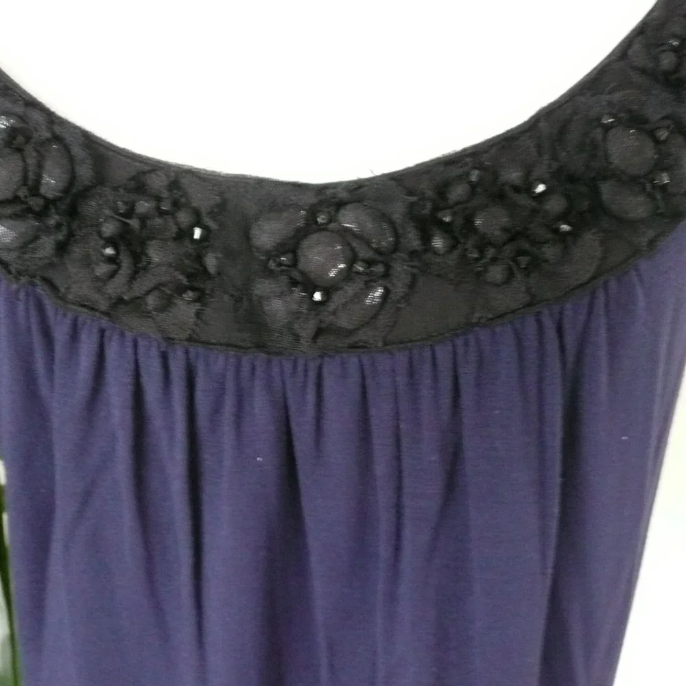 Anthropologie - Deep Blue Top with Black neckline contrast - Sz P - Picture 4 of 7